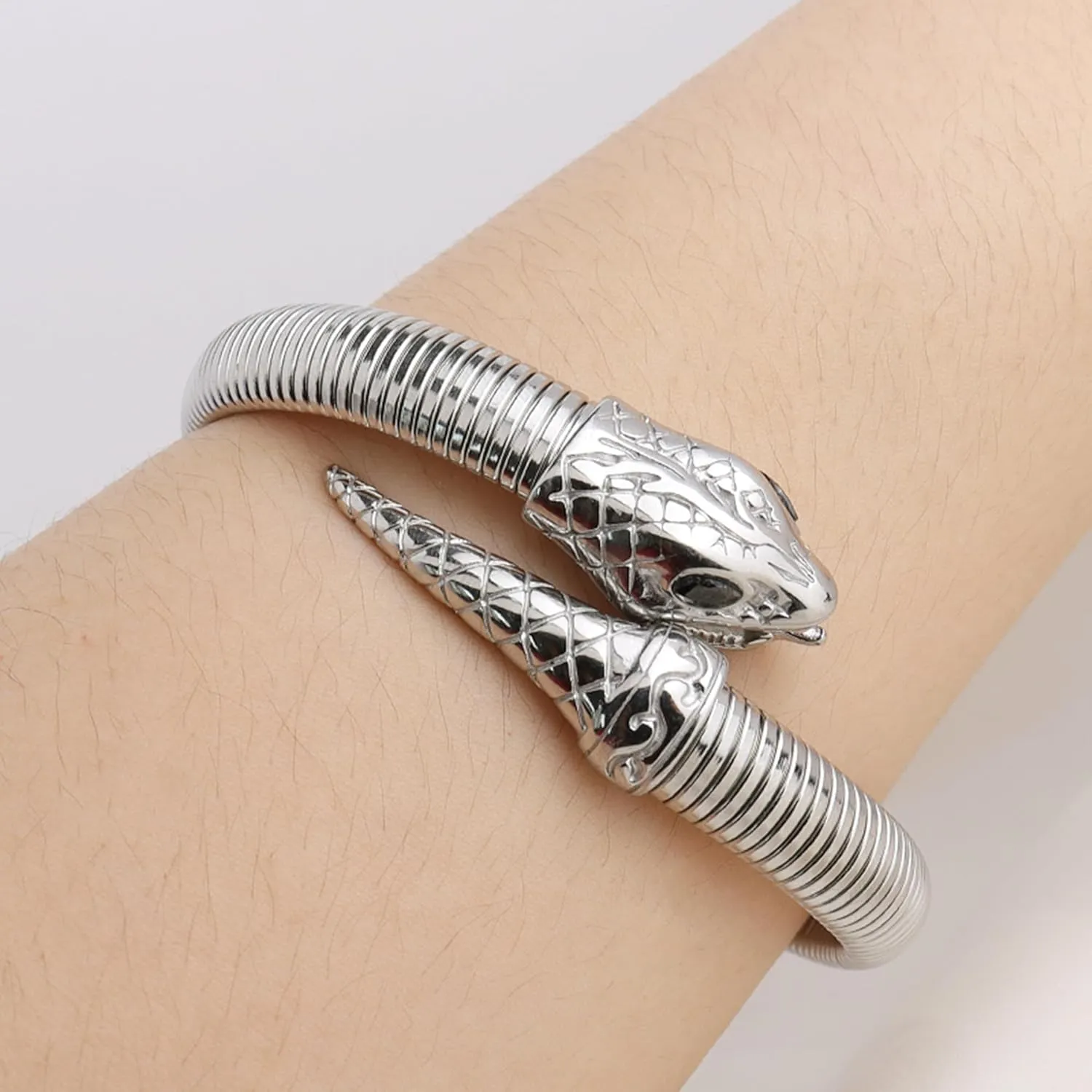 Snake Bangle Open Cuff Bracelets for Woman, Cubic Zirconia Stretch Bracelet Jewelry
