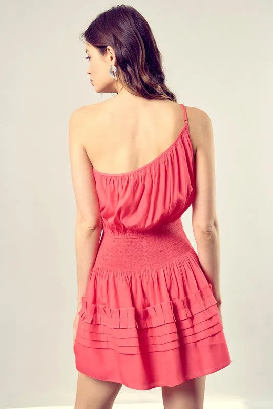 TEEK - Pleated One Shoulder Cami Dress