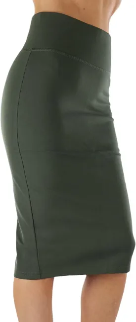 ToBeInStyle Womens Solid Color Flirty Back Slit Professional Formal Pencil Skirt