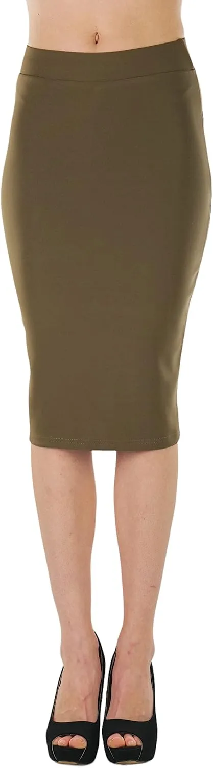 ToBeInStyle Womens Solid Color Flirty Back Slit Professional Formal Pencil Skirt
