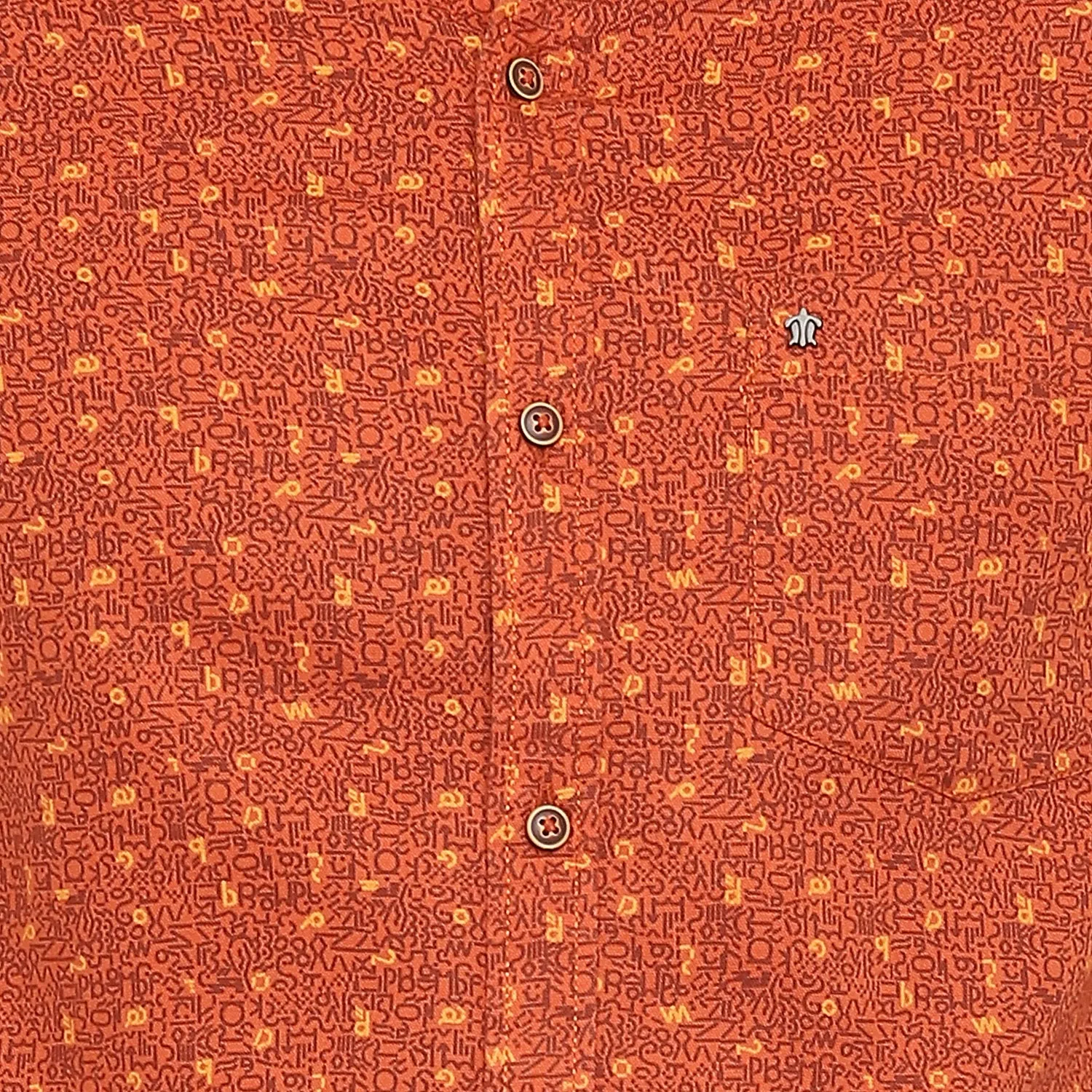 Turtle Men Orange Cotton Printed Slim Fit Shirts