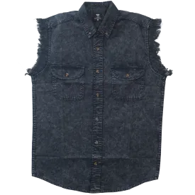 VB731 - Mens Cutoffs Charcoal Acid Wash Shirt