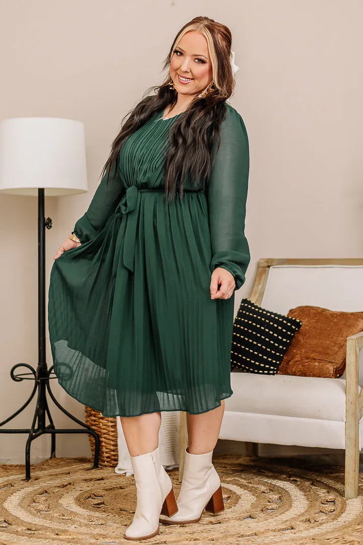 Wishing It Was Pleated Midi Dress | Hunter Green