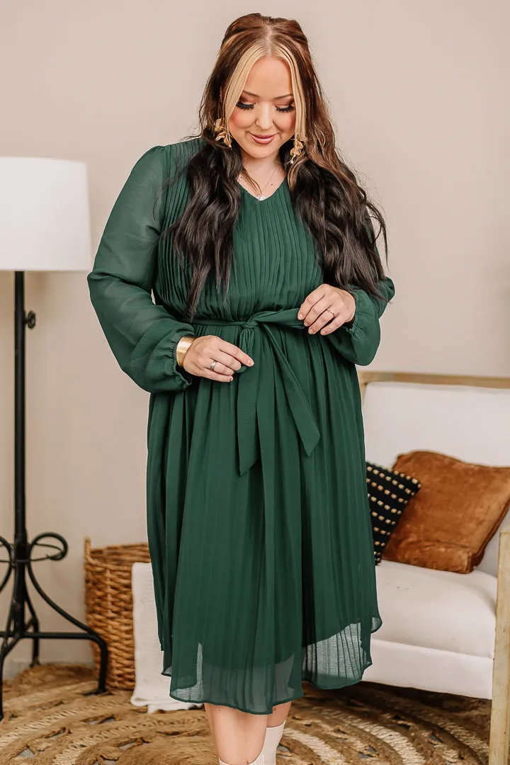 Wishing It Was Pleated Midi Dress | Hunter Green