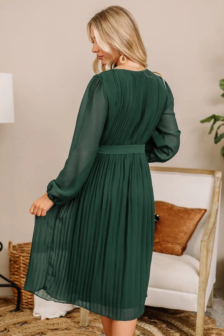 Wishing It Was Pleated Midi Dress | Hunter Green