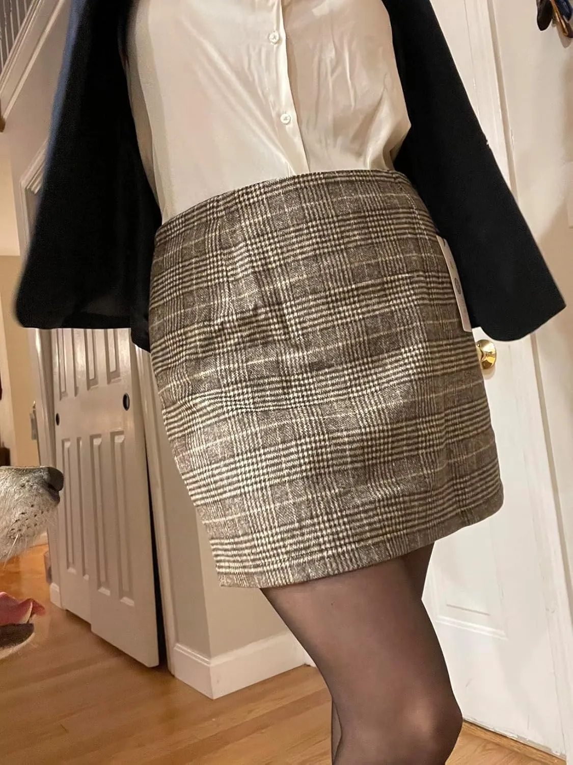 Women Mini Skirt Plaid Wool Skirt Spring High Waist Bodycon Pencil Short Skirts Tartan Skirt