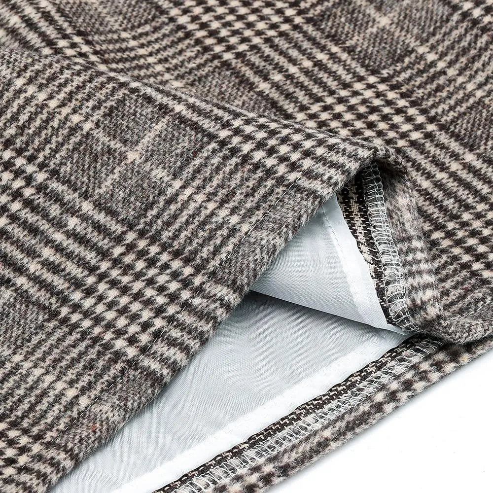 Women Mini Skirt Plaid Wool Skirt Spring High Waist Bodycon Pencil Short Skirts Tartan Skirt