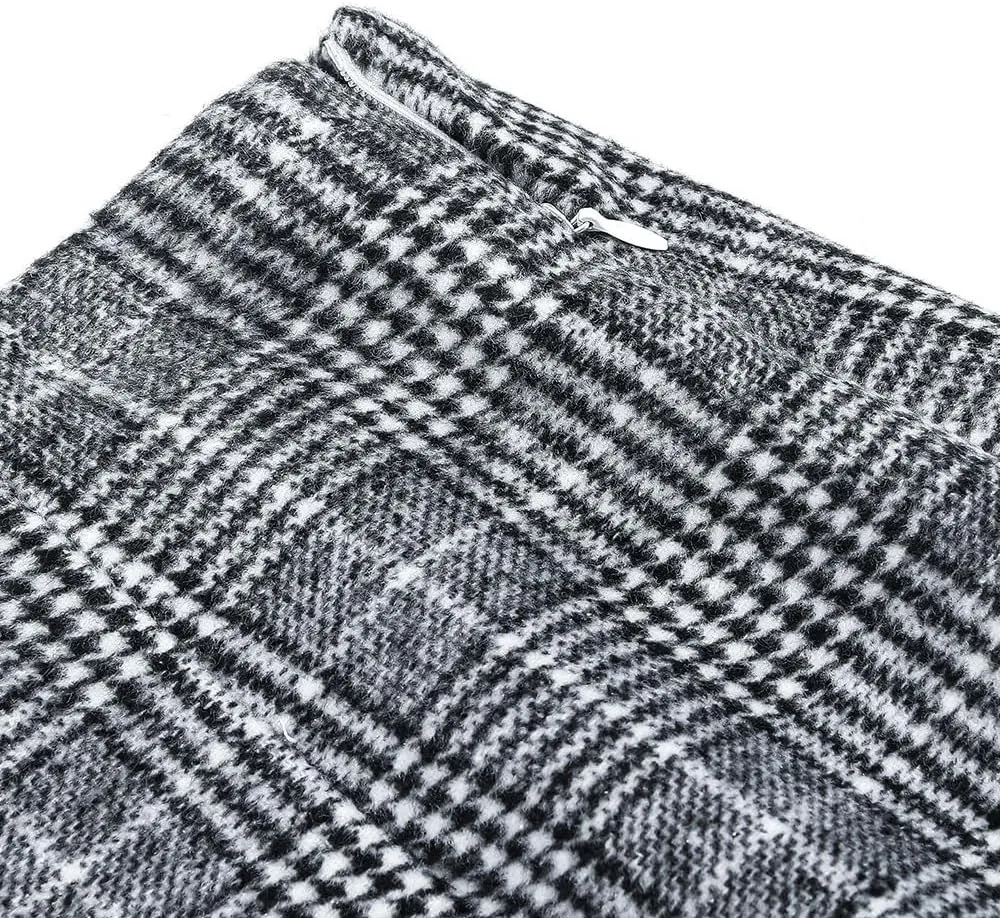 Women Mini Skirt Plaid Wool Skirt Spring High Waist Bodycon Pencil Short Skirts Tartan Skirt