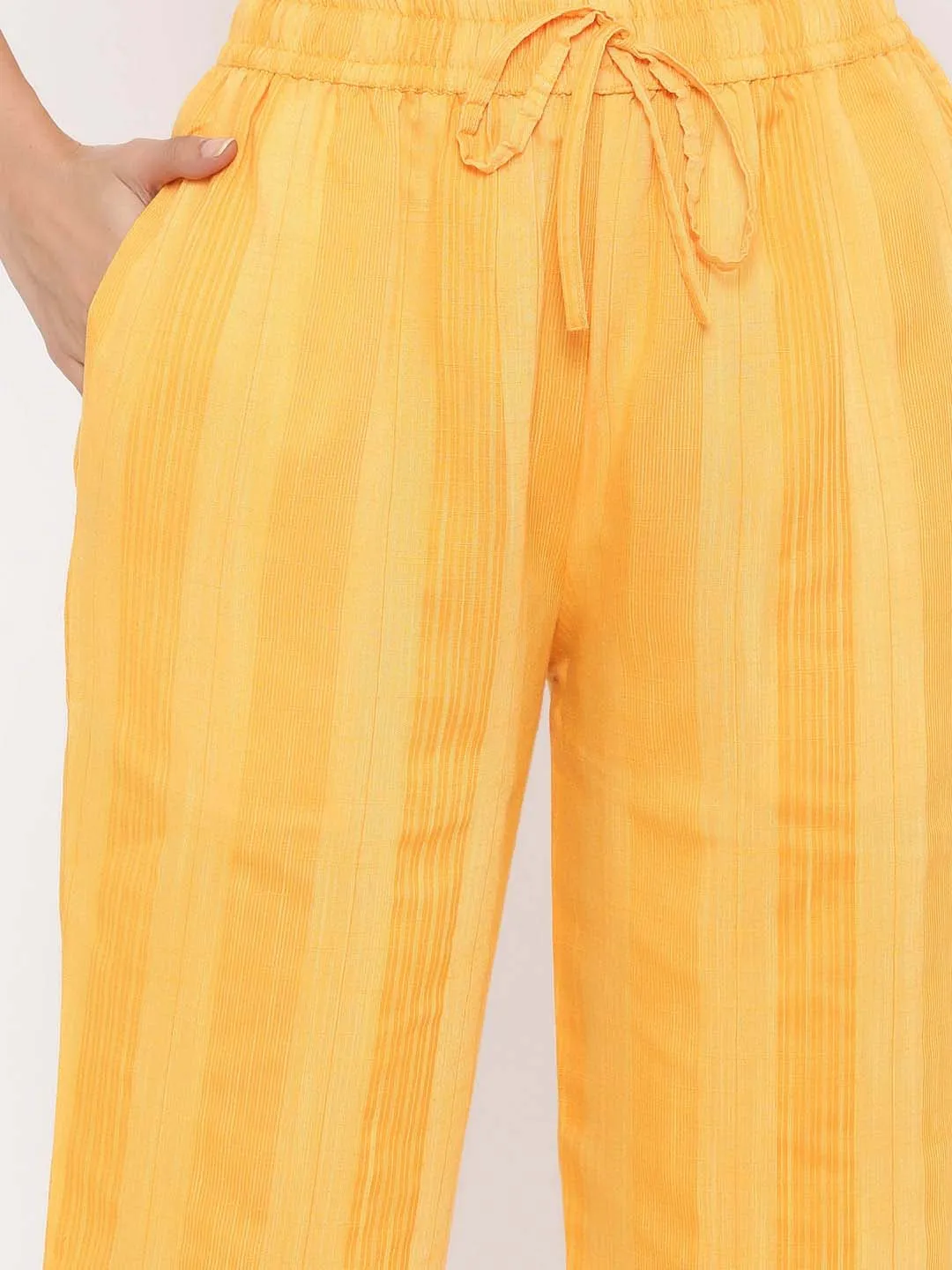 Yellow Yarn Dyed Straight Night suit